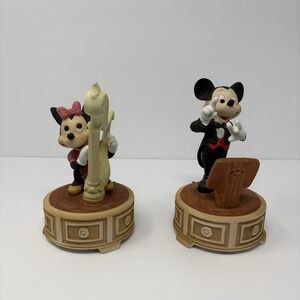 Vintage Walt Disney Mickey & Minnie Music Box Figurines Set Tested Works Mint